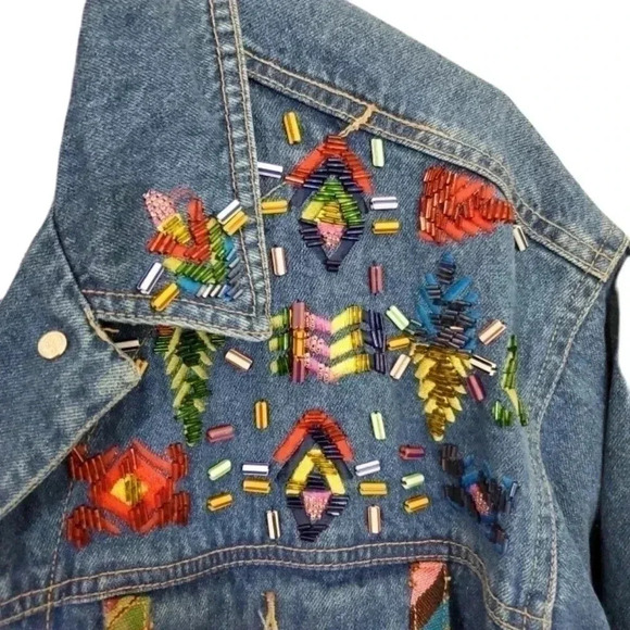 Denim Embroidered Bohemian Jacket - Size 8, Preloved, Excellent Condition* - Picture 5 of 7